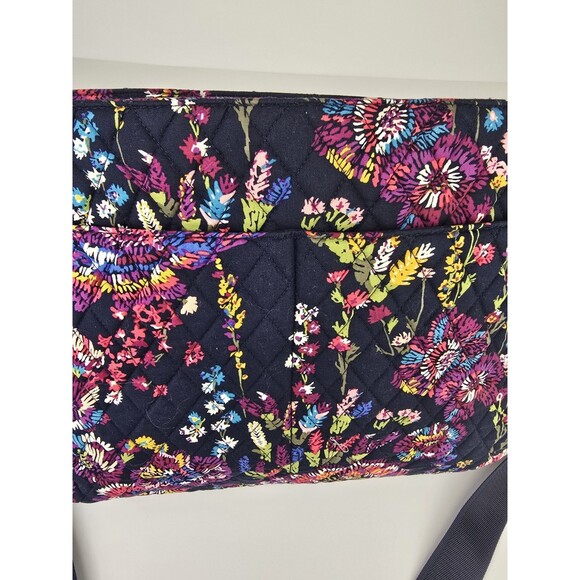 Vera Bradley Essential Messenger or Computer Bag of Midnight Wildflowers - Picture 3 of 13